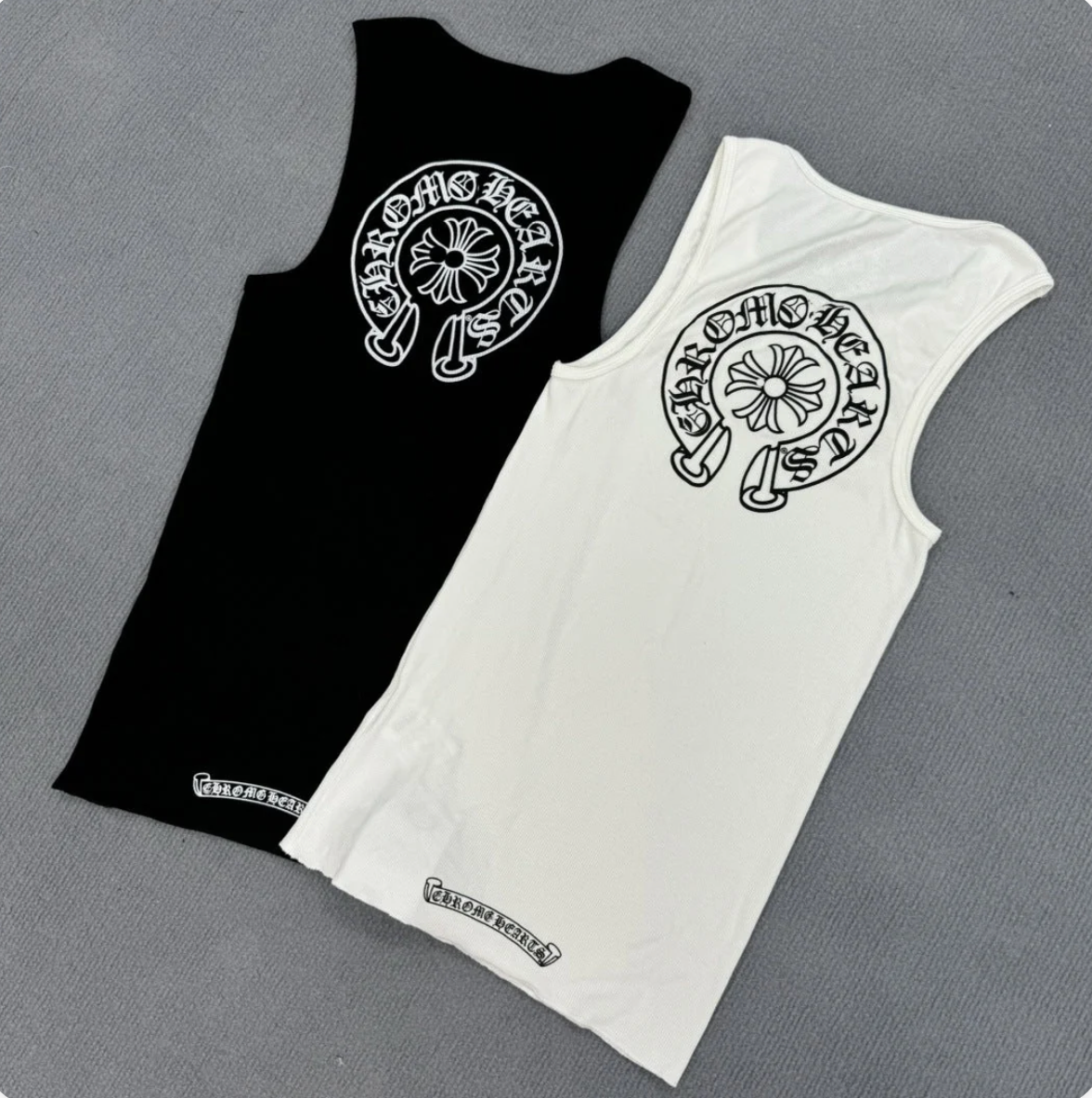 Chrome Hearts T-shaped printed black and white vest skirt Tank Tops