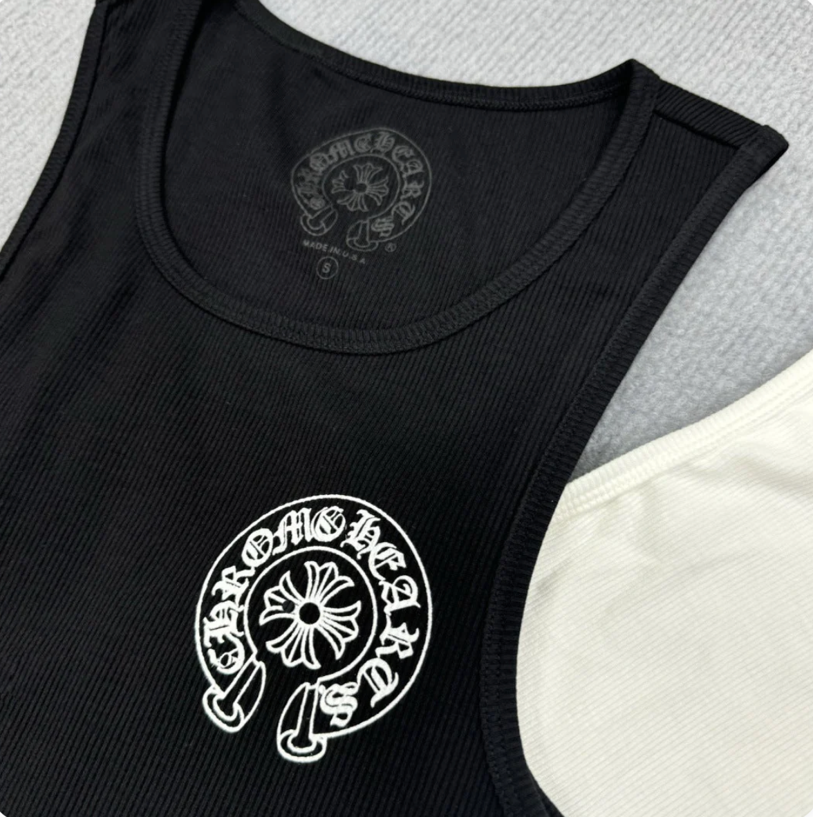 Chrome Hearts T-shaped printed black and white vest skirt Tank Tops