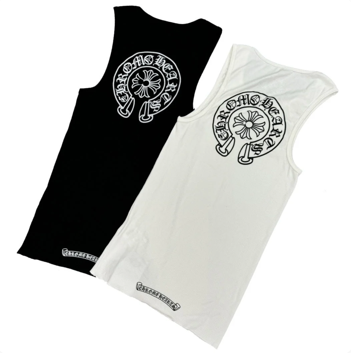 Chrome Hearts T-shaped printed black and white vest skirt Tank Tops