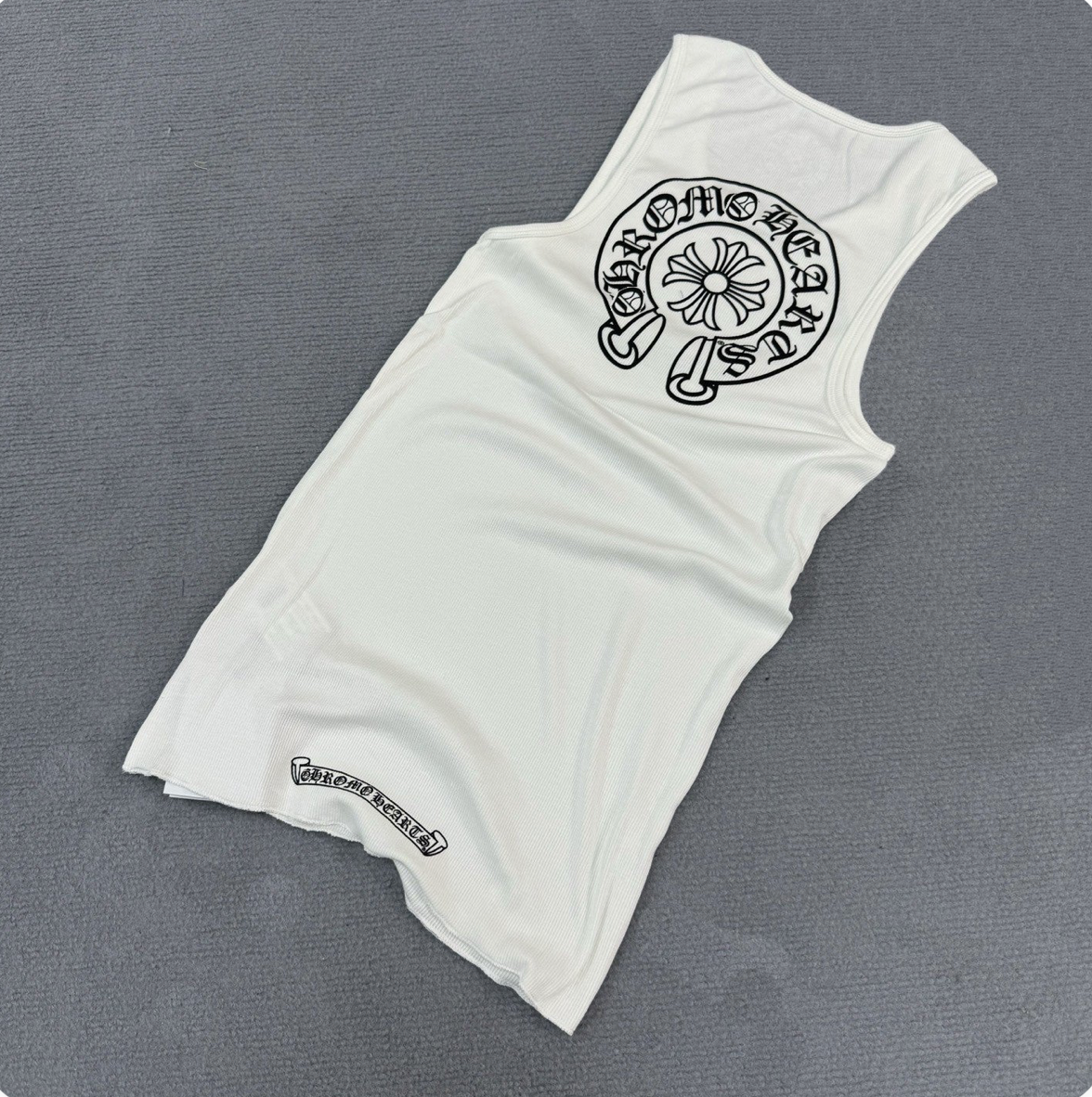 Chrome Hearts T-shaped printed black and white vest skirt Tank Tops