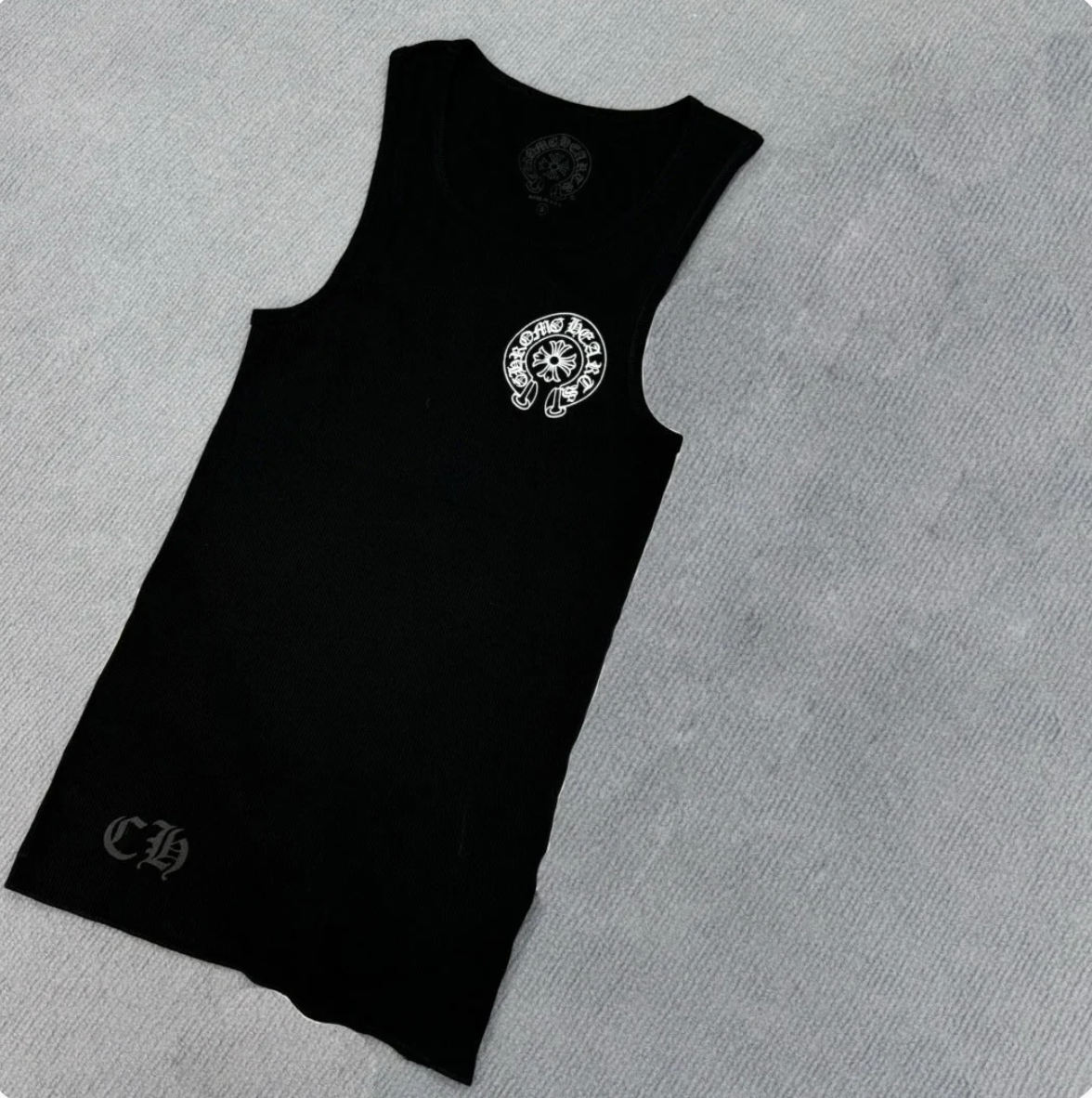 Chrome Hearts T-shaped printed black and white vest skirt Tank Tops