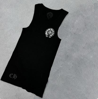 Chrome Hearts T-shaped printed black and white vest skirt Tank Tops